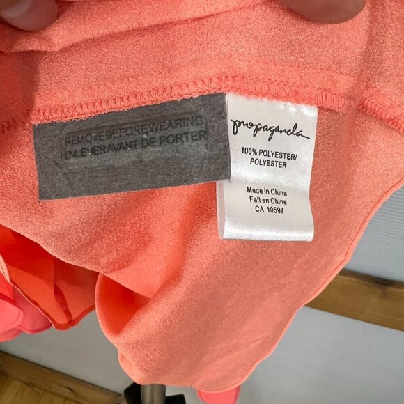 NWOT (Plenty) Propaganda Coral Pleated Tulip Wrap Hem Sleeveless Midi Dress Sz M - Picture 8 of 10